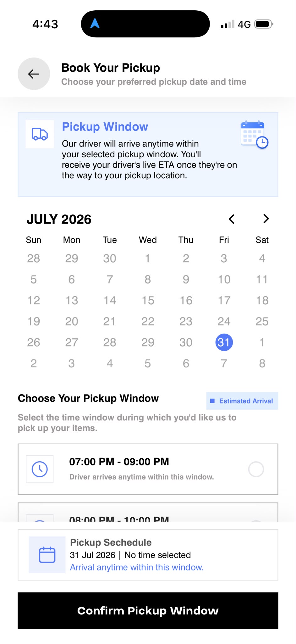 Choose your date and time